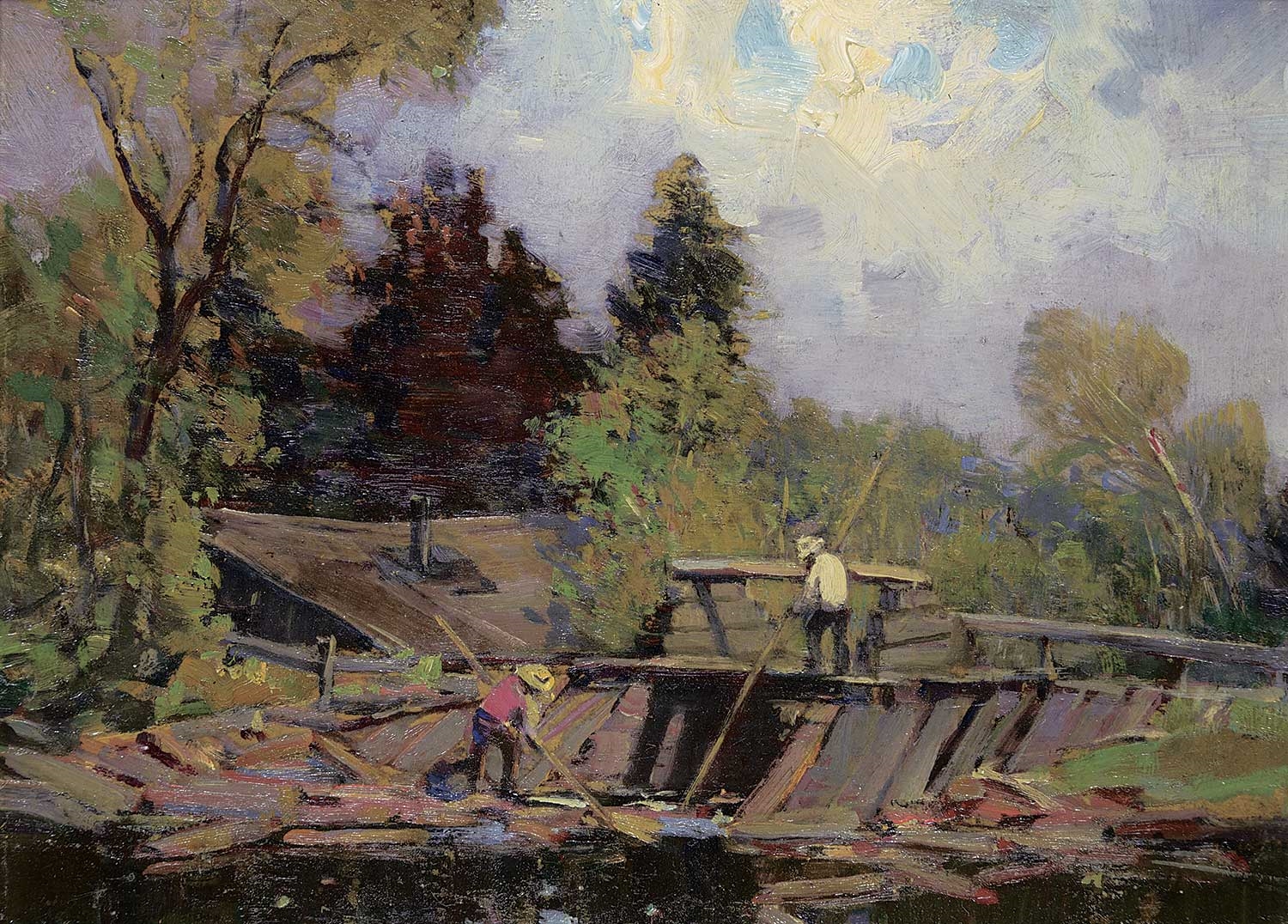 Franklin Brownell | Breaking up the Logs | MutualArt