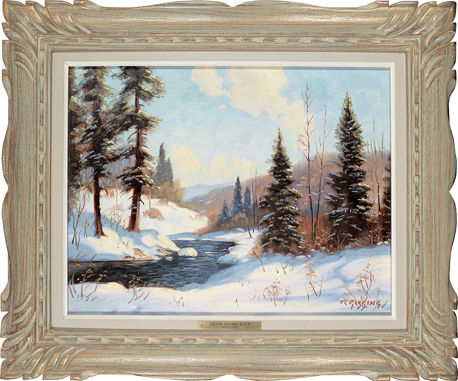 Artwork by Roland Gissing, Winter in the Foothills, Made of oil on canvas board