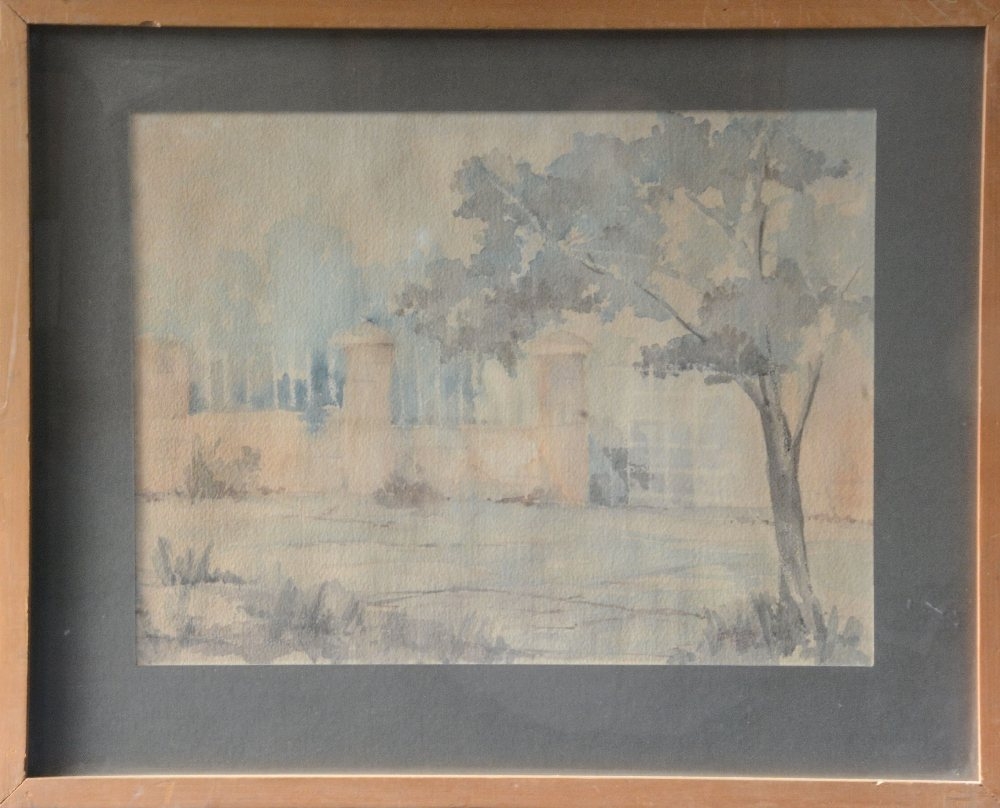 Artwork by Ino Bonello, Tree and fence, Made of water colour