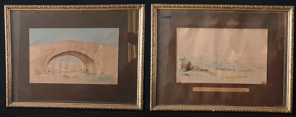 Artwork by Alf Ceravolo, The Great Harbour of Valletta before its extension’ and another ‘Bridge with Mdina in the background’, Made of water colour