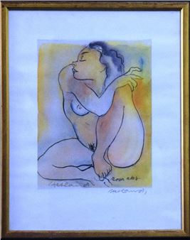 Seated female nude - Audun Harland