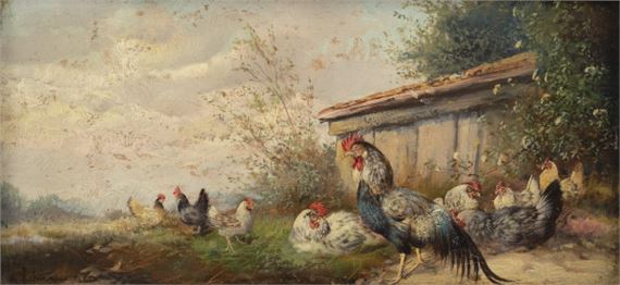 Max Hänger | On a chicken farm (1874) | MutualArt