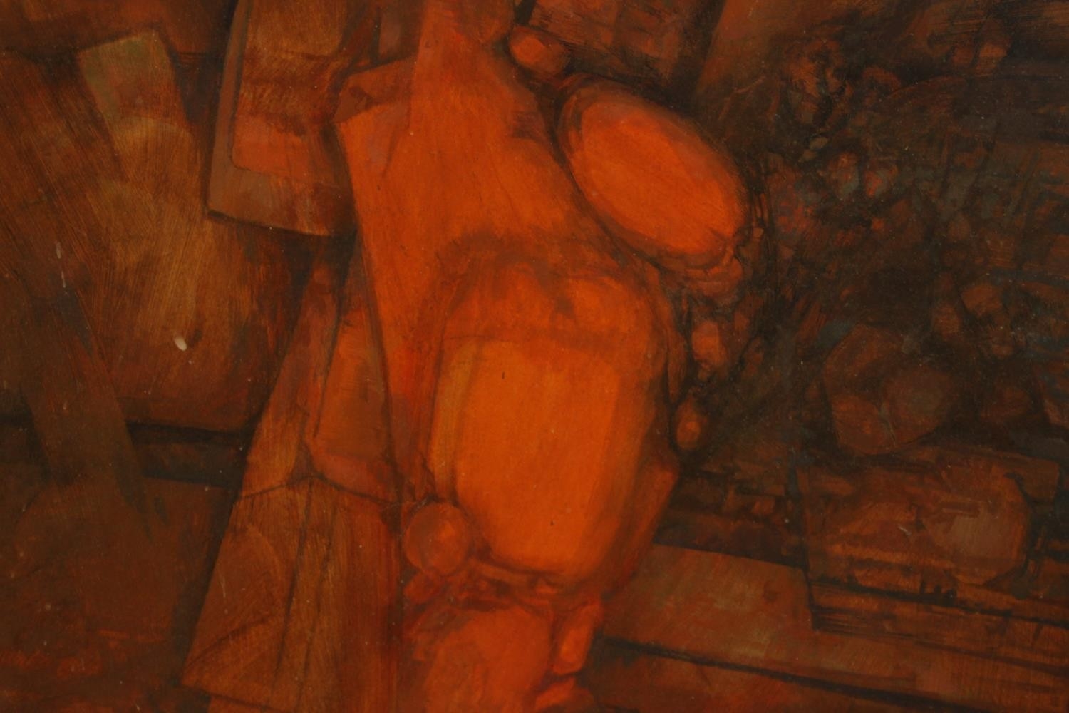 Artwork by Gerald Larn, Red abstract forms, Made of acrylic on paper