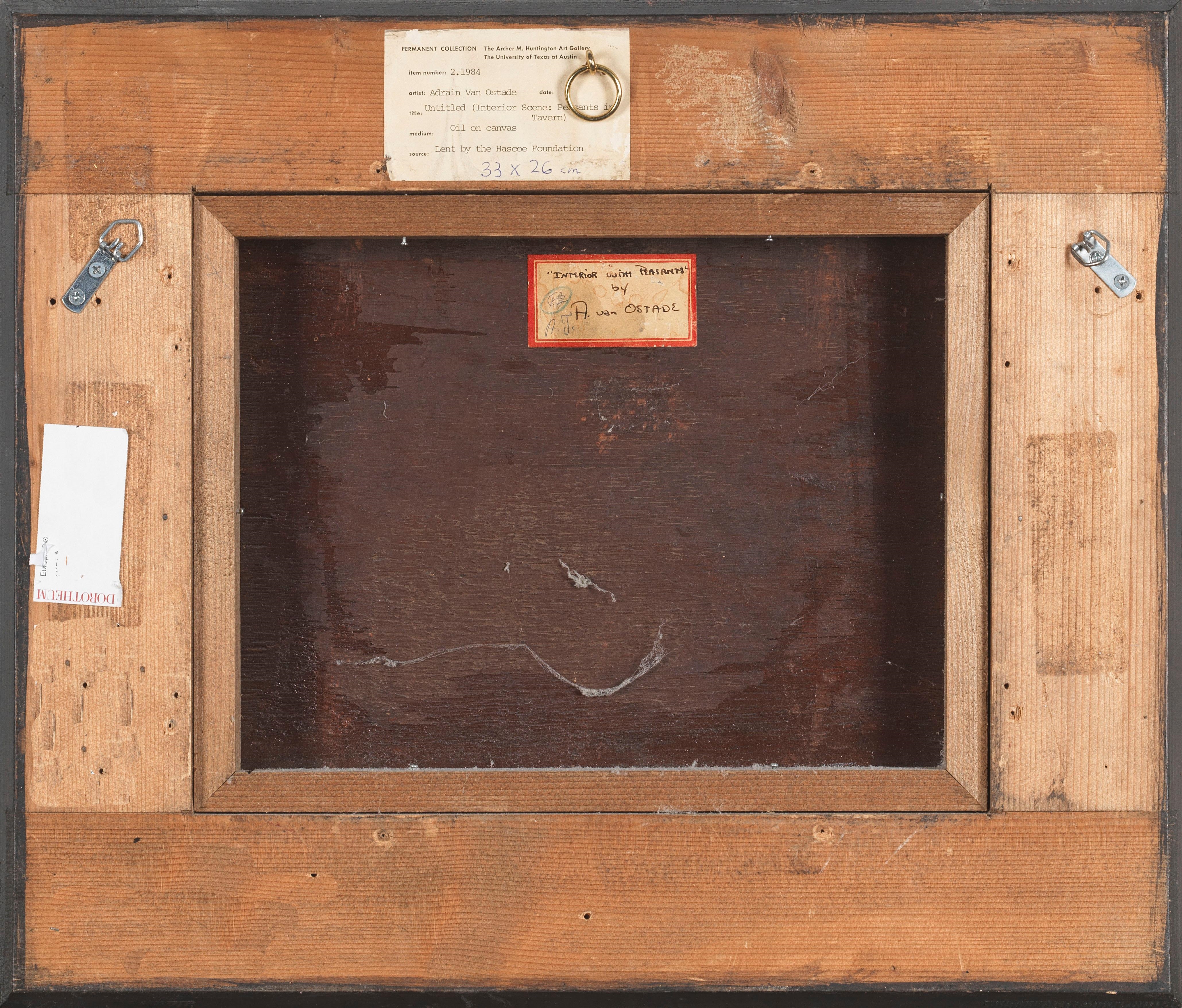 Artwork by Adriaen van Ostade, A tavern interior, with peasants singing and making music,, Made of oil on panel