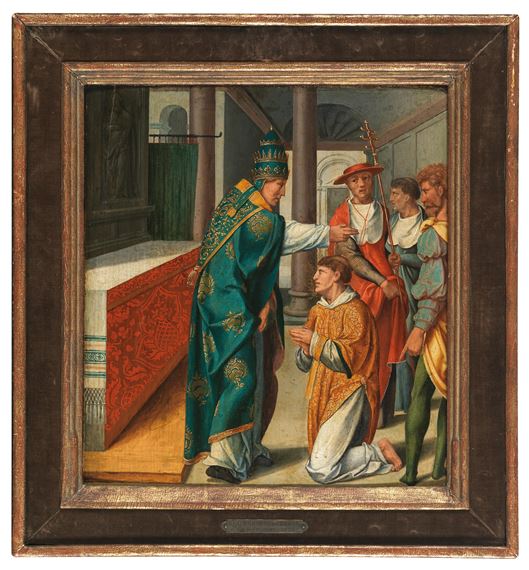 Barthel Bruyn the Elder | Three panels from the Cyriacus Altar: Pope ...