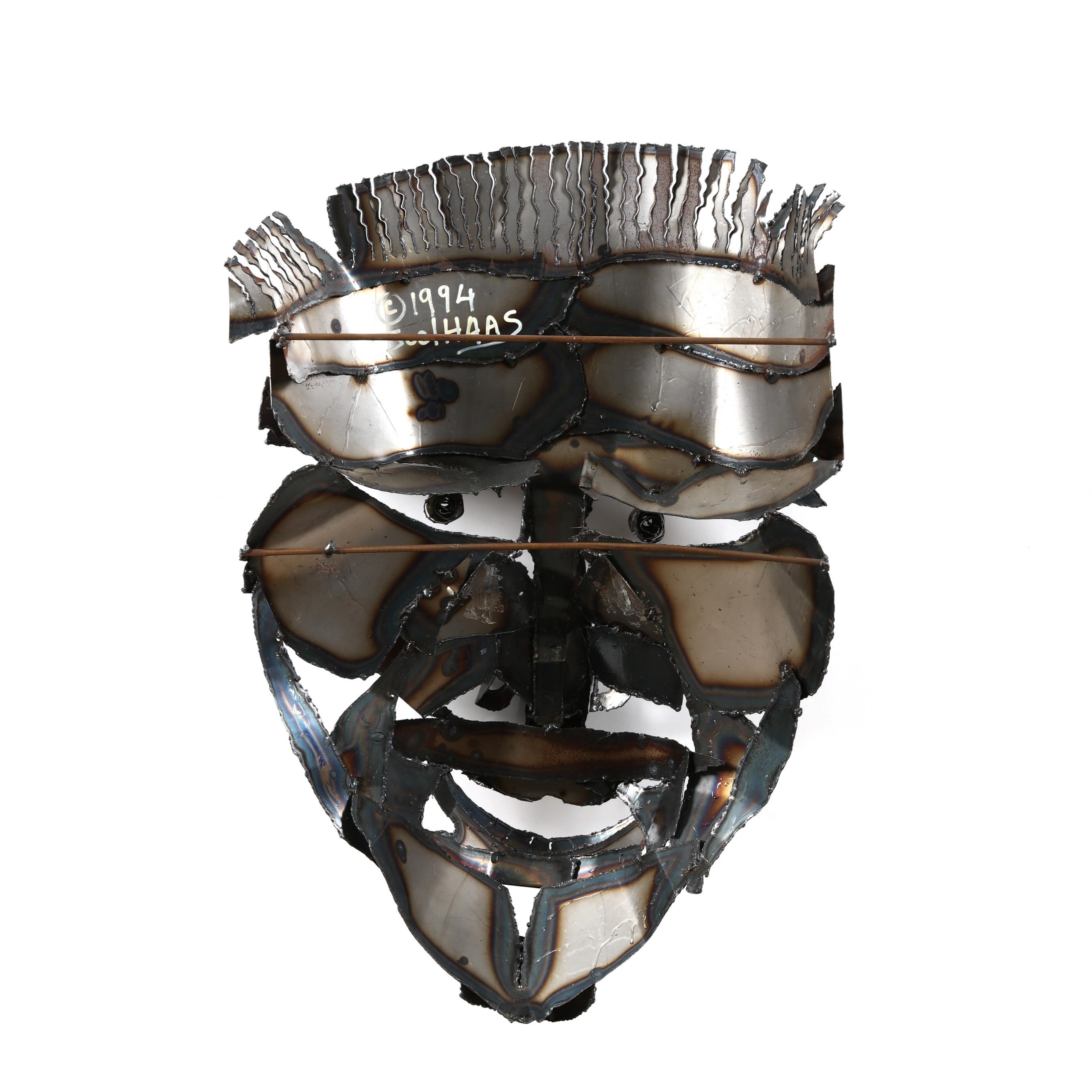 Joel Haas | Large Constructivist Metalwork Figural Mask (1994) | MutualArt