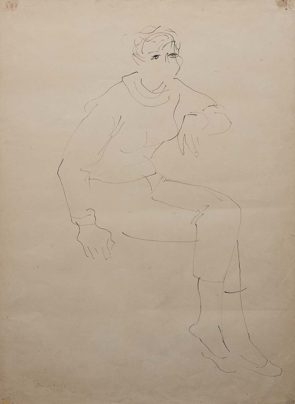 Artwork by Jon Molvig, Seated Figure Study, Made of sketch on paper