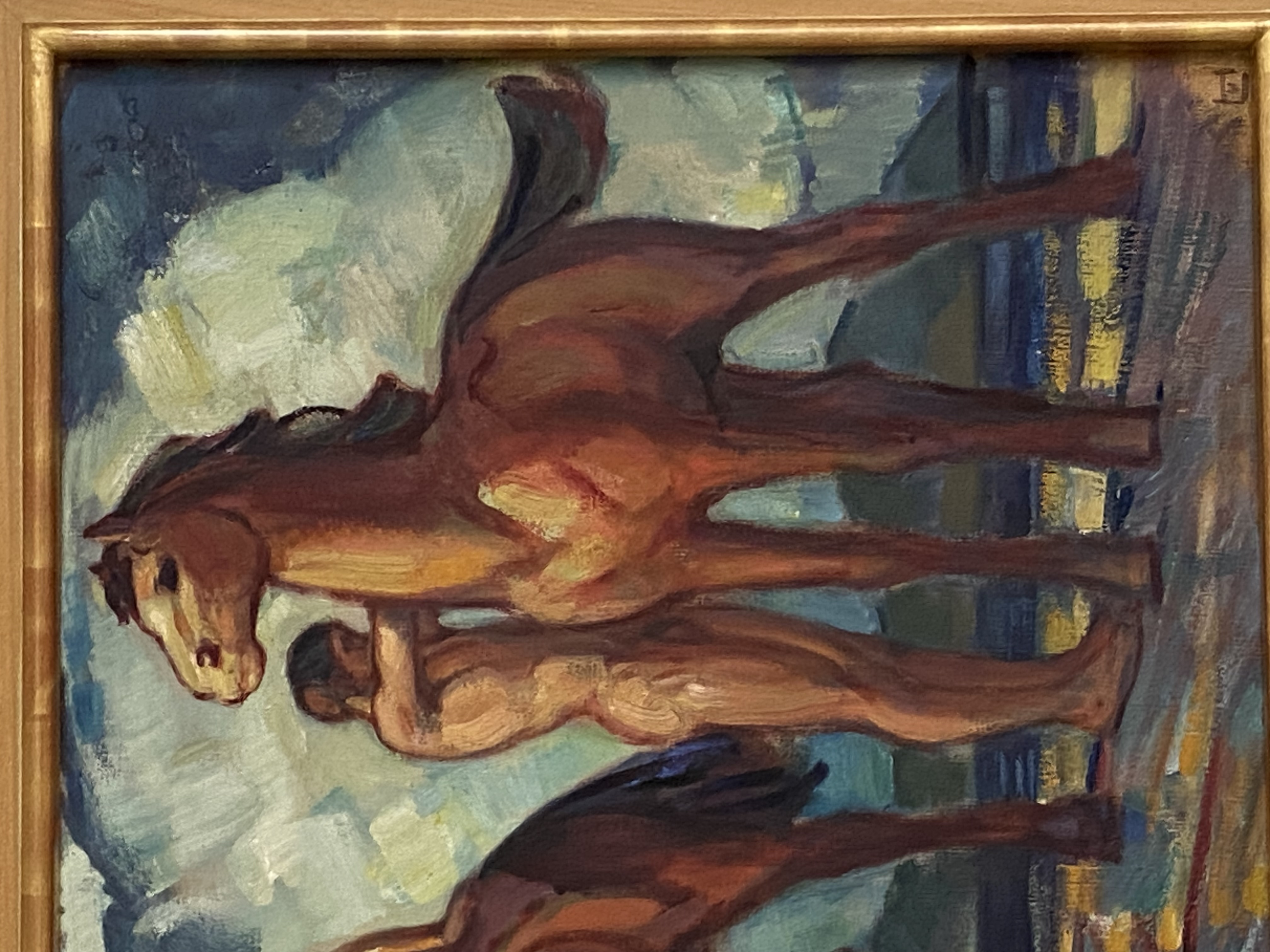 Artwork by Ludwig von Hofmann, Jünglinge mit Pferden in Gebirgslandschaft (auch: Reiter am Gestade).