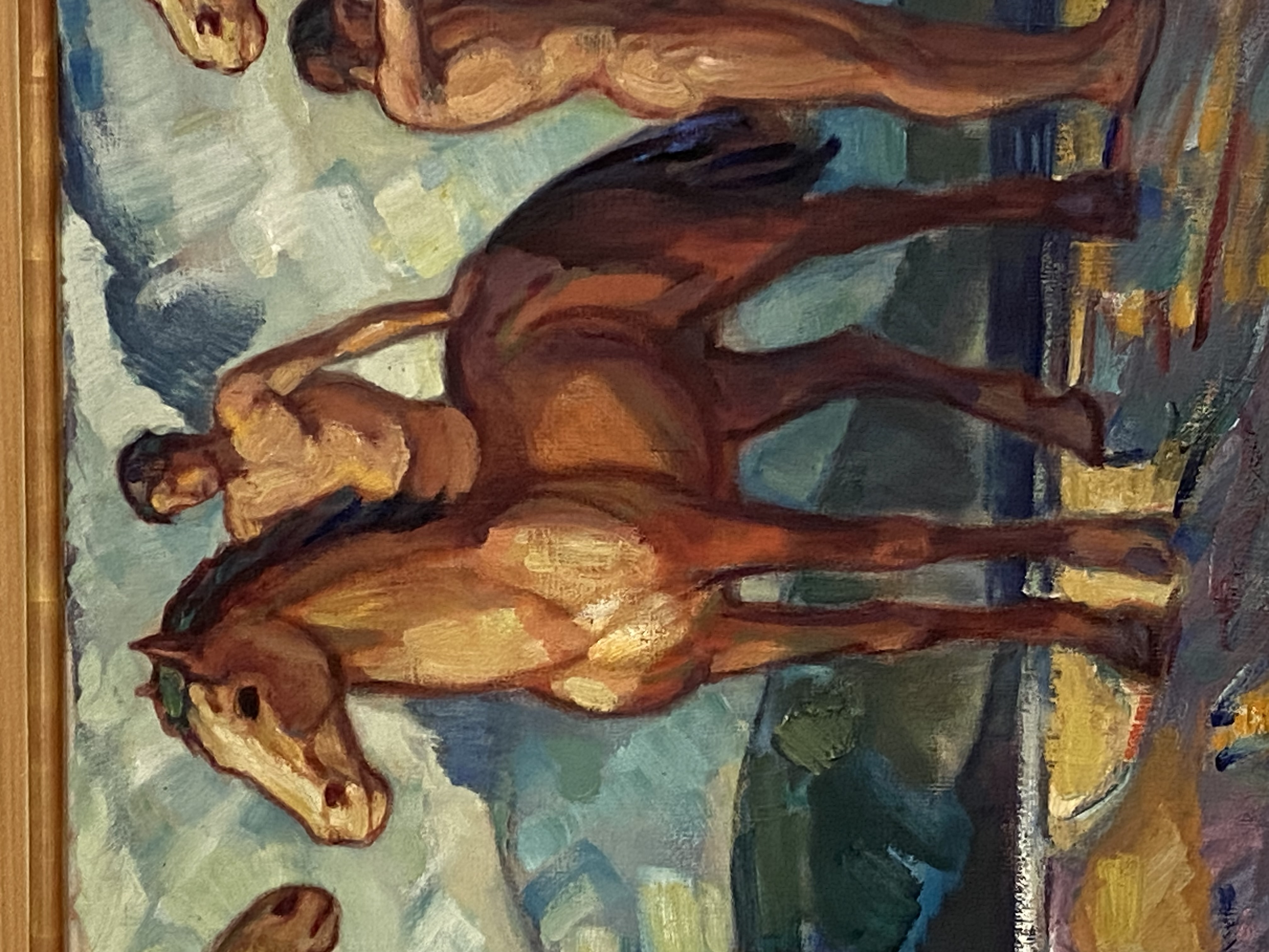 Artwork by Ludwig von Hofmann, Jünglinge mit Pferden in Gebirgslandschaft (auch: Reiter am Gestade).