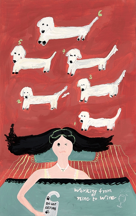 Artwork by Ellie Lee, Do not disturb, Made of acrylic and gouache on canvas