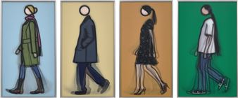 Sian Walking; Jeremy Walking in Coat; Verity Walking; and Kris Walking (C. 147-150) - Julian Opie