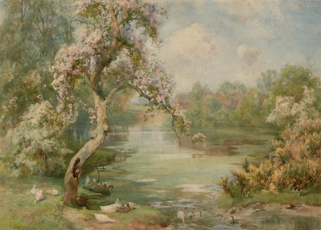 Frederick Mercer | Ducks by the Lake -Springtime | MutualArt
