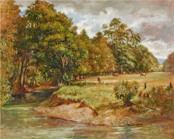 Alan Sutherland | Pastoral Scene with Creek | MutualArt