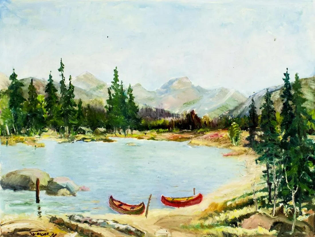 Artwork by Zdenek Suancar, Lake Landscape, Made of oil on canvas