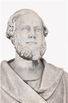 a carved marble bust of a distinguished Victorian gentleman signed and dated 1865 - Giovanni Giuseppe Fontana