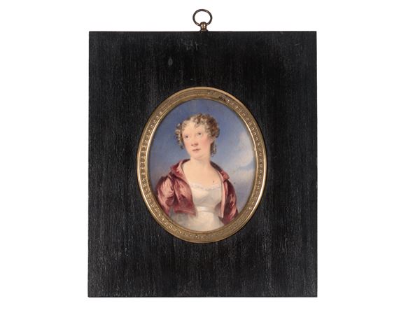Portrait miniature ovale, non signé, représentant une jeune femme en - Frederick Cruickshank