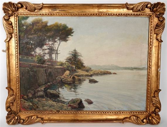 1 pair of oil on canvas *Vue au bord de mer* signed lower left Filippini Francesco by Francesco Filippini