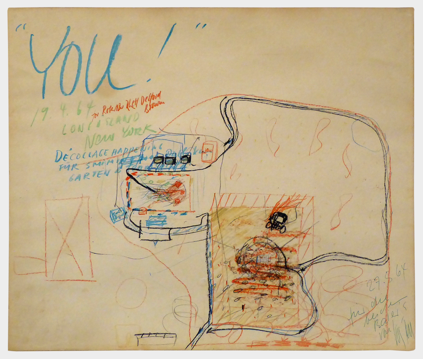 Artwork by Wolf Vostell, You, Made of oil pastel drawing