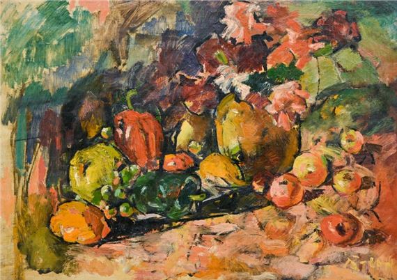 Still Life with Peppers and Apples by Arno Stern