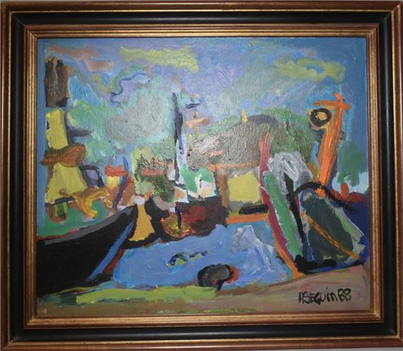 The port of Sète by Adrien Seguin, dated 88