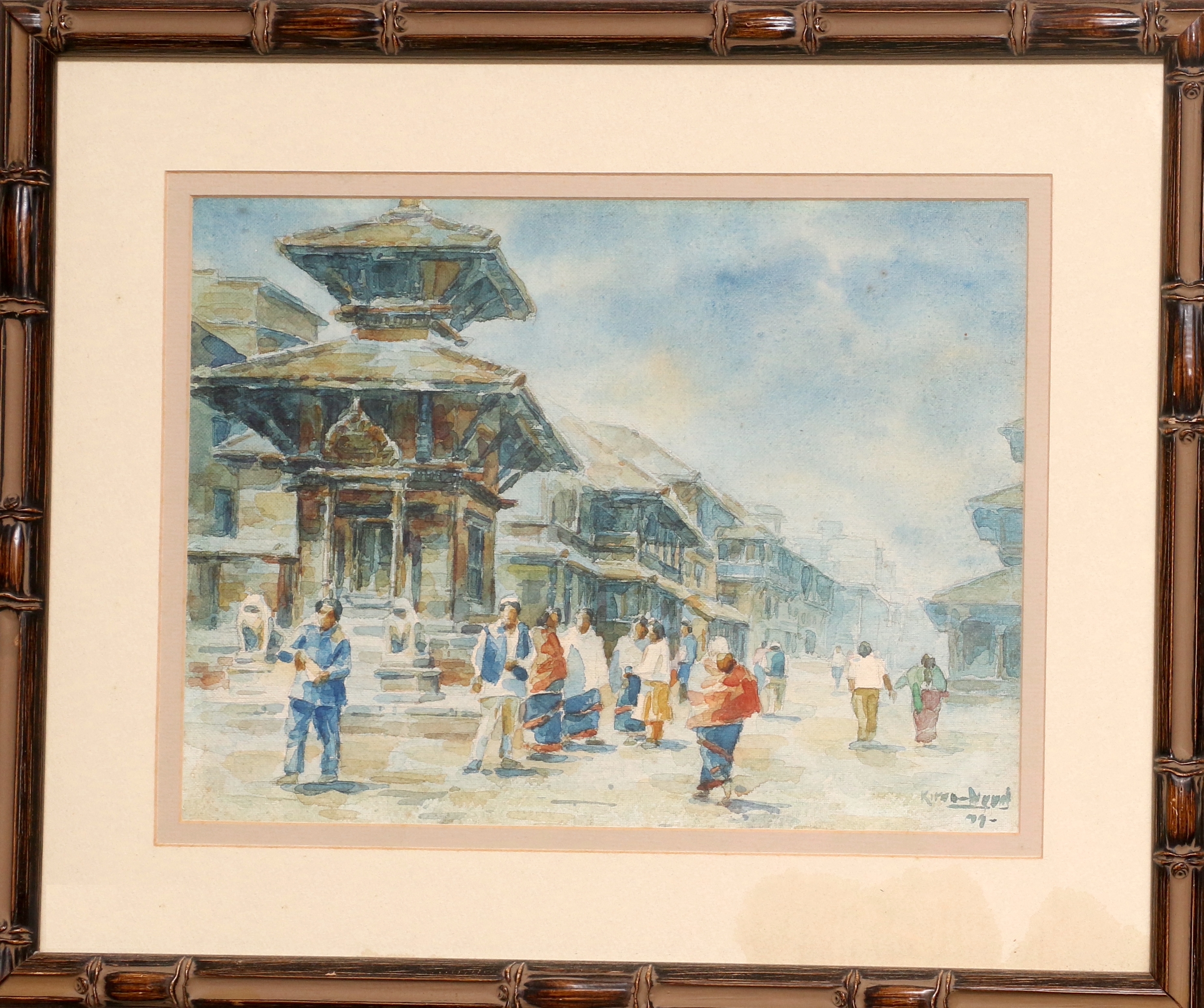 Artwork by Kuran Hada, NEPALESE STREET SCENES, Made of watercolour on paper
