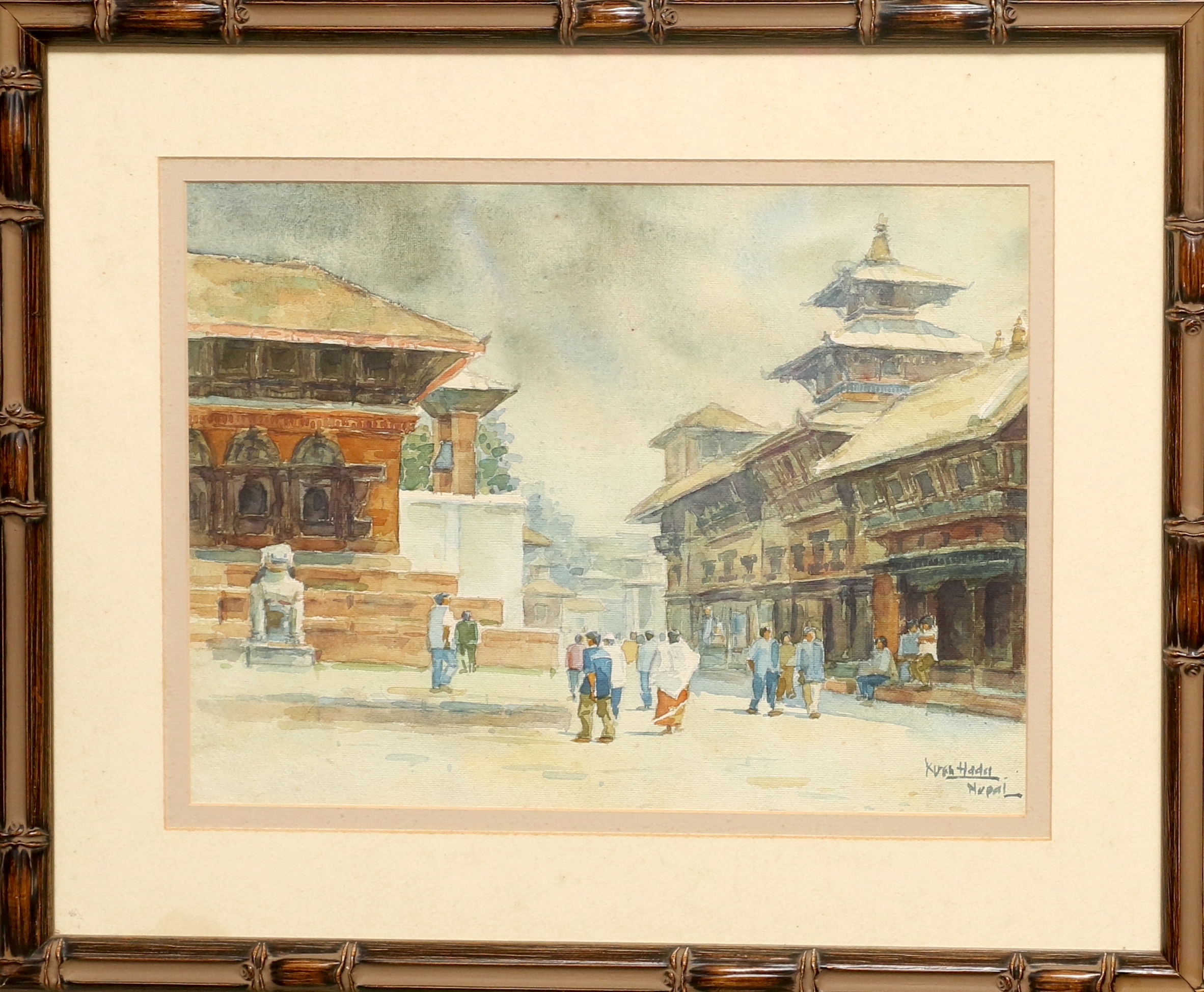 Artwork by Kuran Hada, NEPALESE STREET SCENES, Made of watercolour on paper