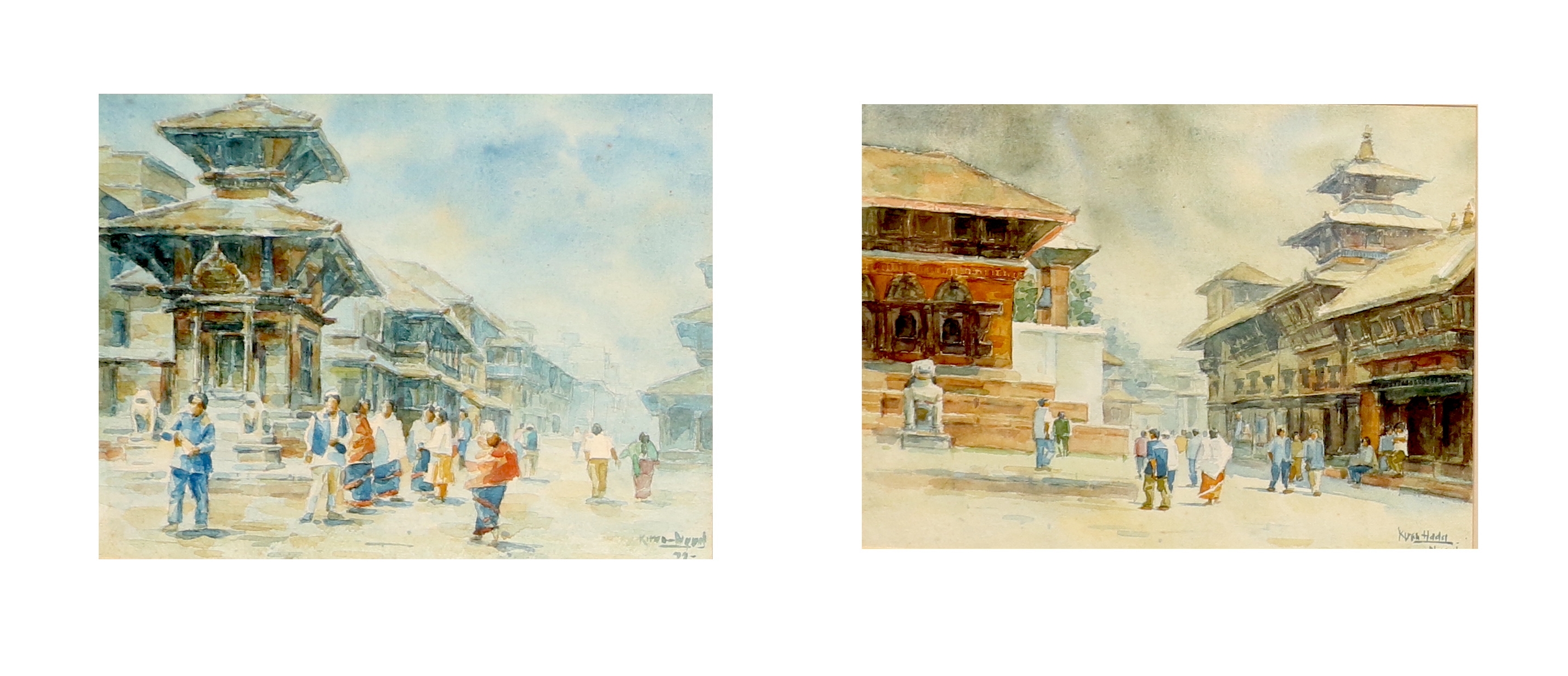 Artwork by Kuran Hada, NEPALESE STREET SCENES, Made of watercolour on paper