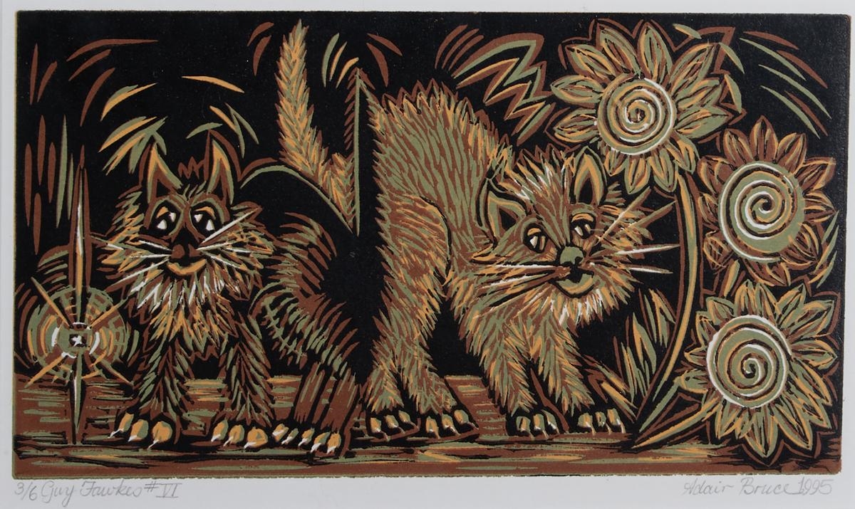 Artwork by Adair Bruce, Guy Fawkes, Made of screenprint on paper