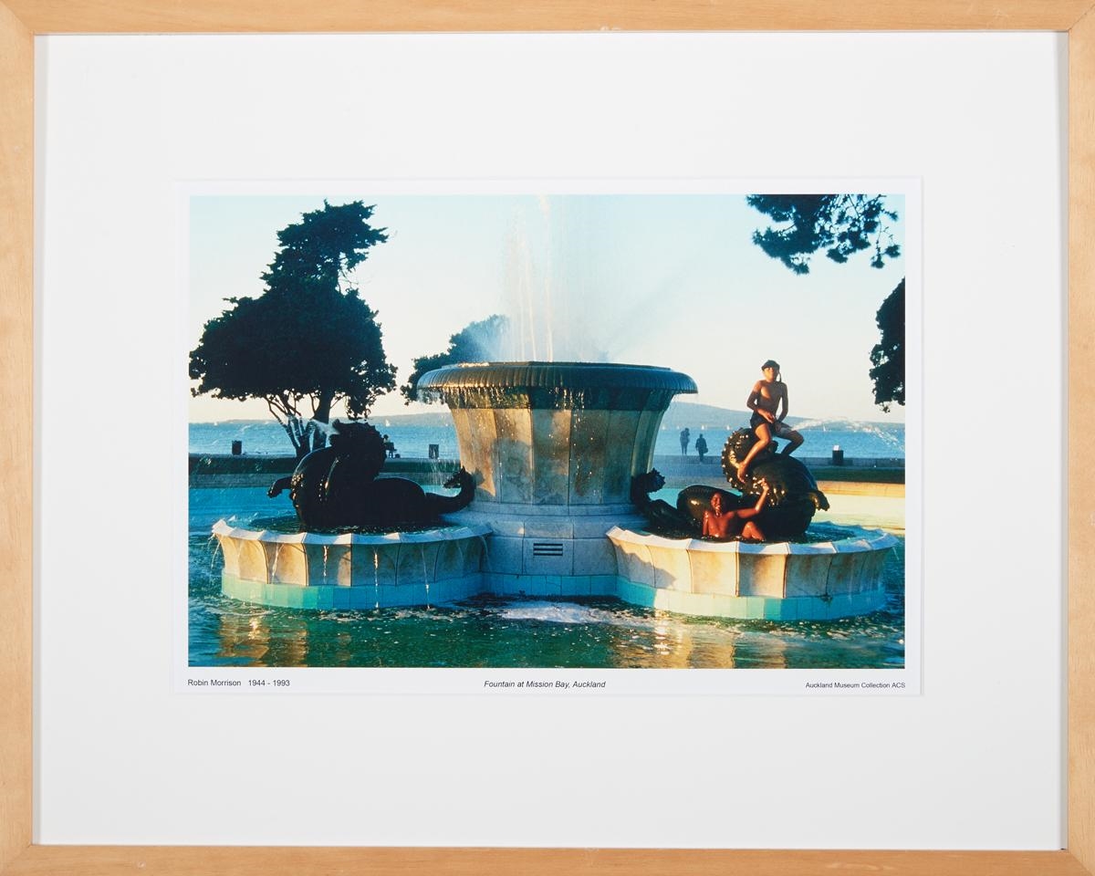 Artwork by Robin Morrison, Fountain at Mission Bay, Auckland, Made of digital print on card