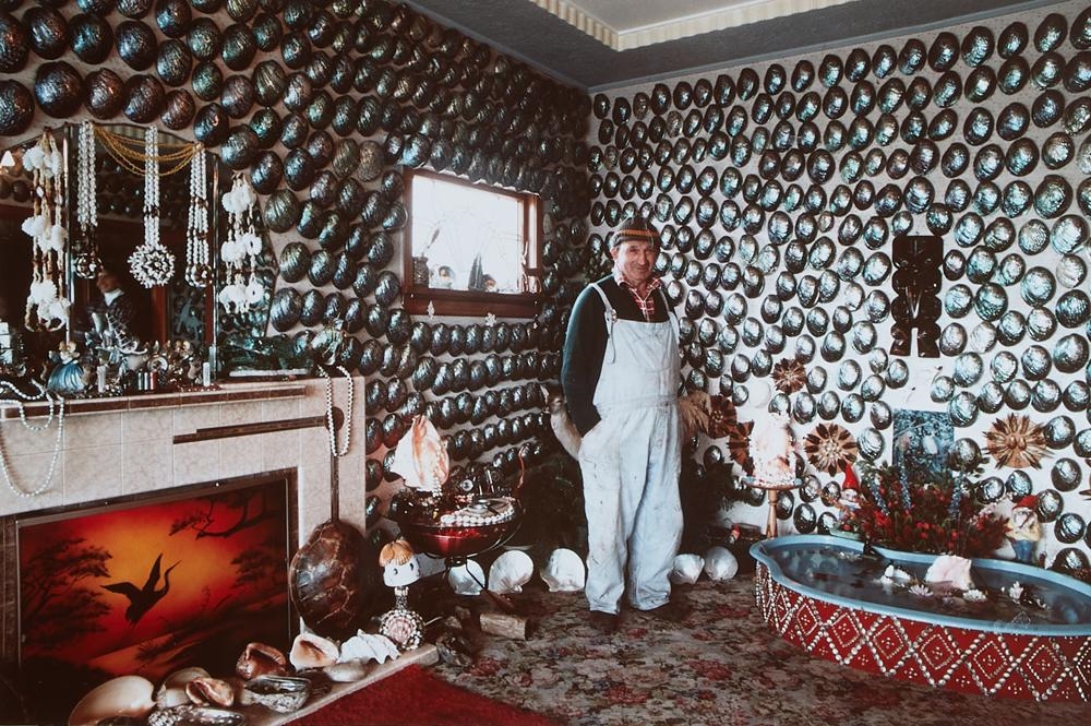 Fred Flutey in his Pāua shell living room