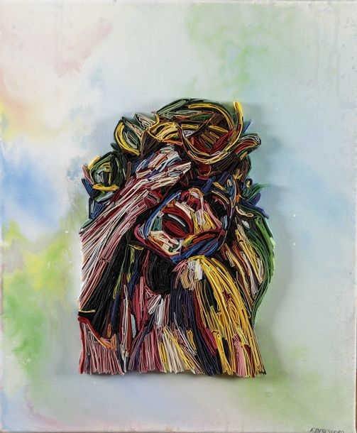 Artwork by Frédéric Desessard, Frédéric DESESSARD, 20th century Norman school, Made of paper collage and acrylic