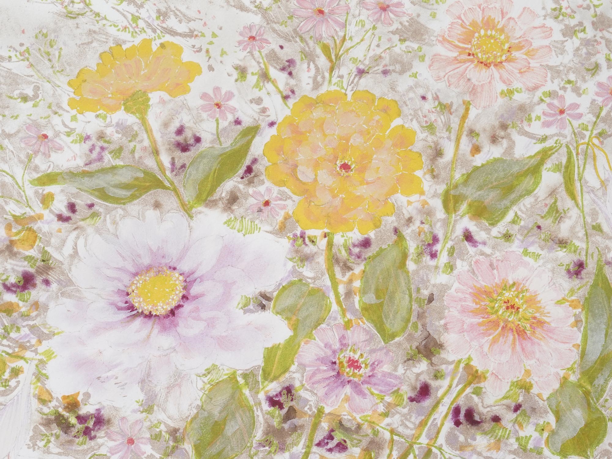 Davis Carroll A midcentury color lithograph with handpainted