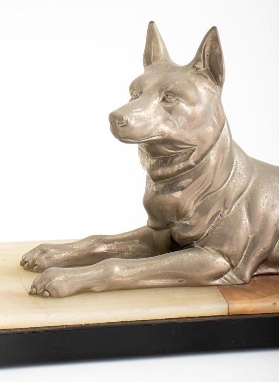 Louis Carvin Louis Albert Carvin Manner Art Deco Dog Sculpture (Late
