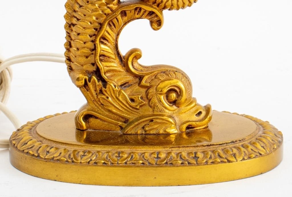 French School | French Rococo Style Gilt Metal Dolphin Table Lamp ...