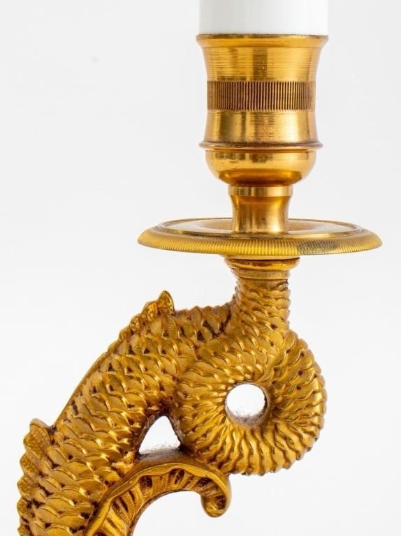 French School | French Rococo Style Gilt Metal Dolphin Table Lamp ...