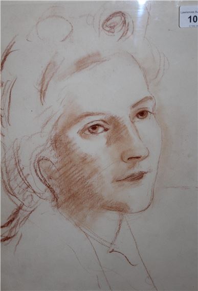 head and shoulder portrait of a lady by Imre Goth