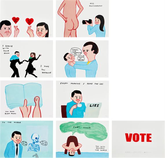 JOAN CORNELL X DAVID SHRIGLEY Vote (Set of 8 Prints) ED125 サイン-