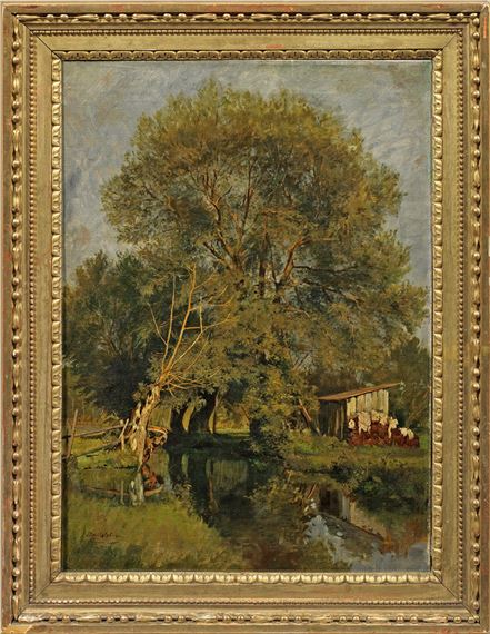 Idyllische Stimmungslandschaft mit Bachlauf by Gustav von Bechtolsheim, 1842