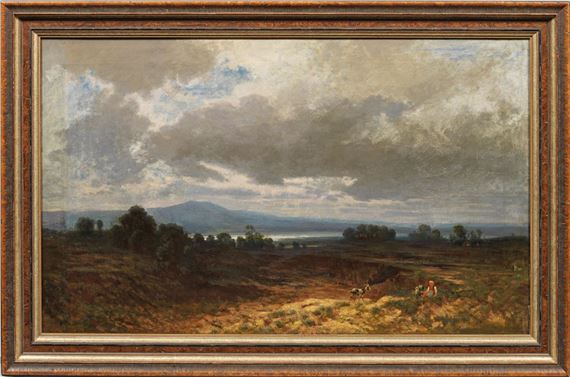 Isarlandschaft mit junger Ziegenhirtin bei Bad Tölz - Julius Bodenstein