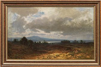 Isarlandschaft mit junger Ziegenhirtin bei Bad Tölz - Julius Bodenstein