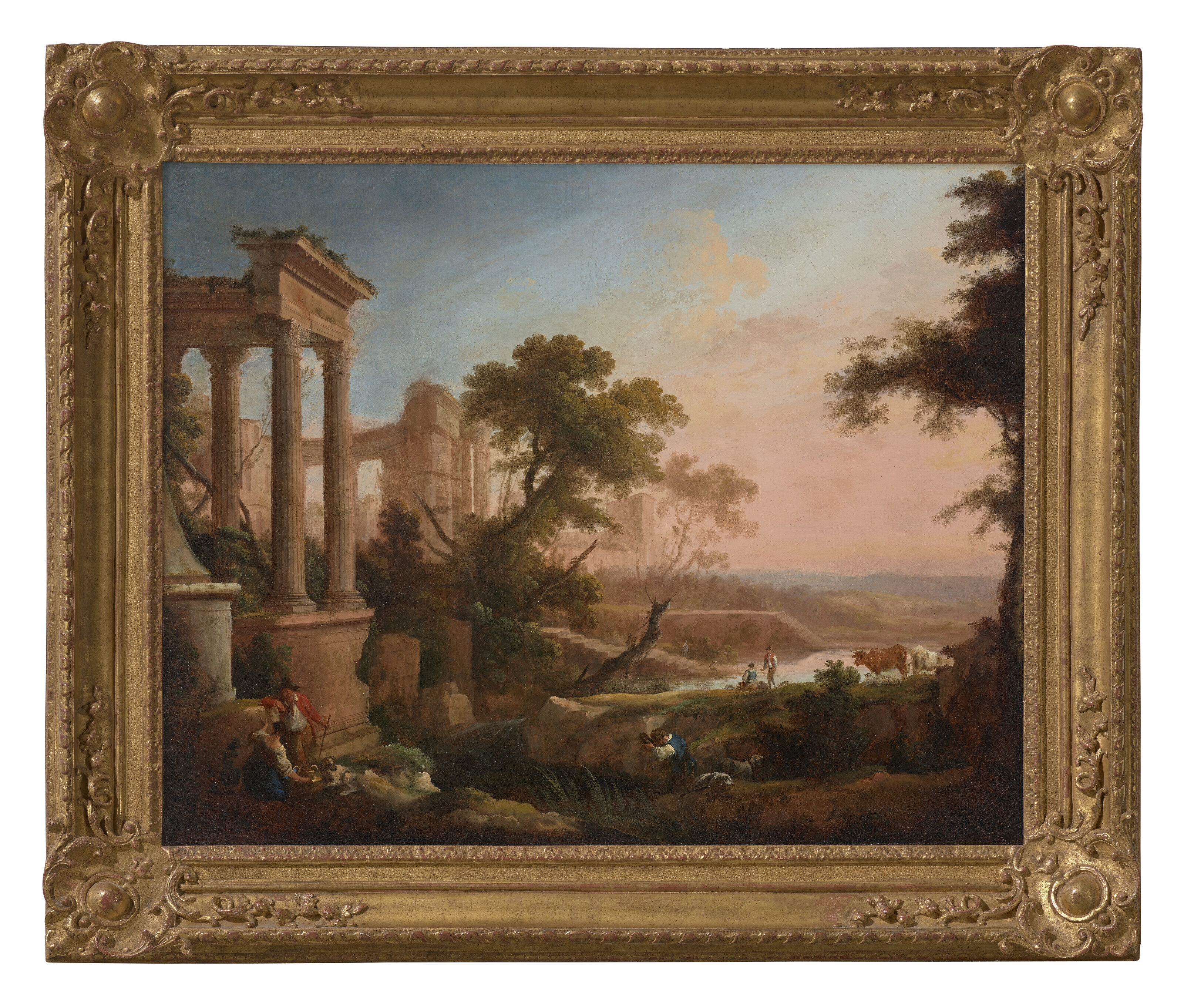 Artwork by Pierre Antoine Patel, A pair of architectural capriccios, the first known as 'L'Agréable rencontre', Made of oil on canvas