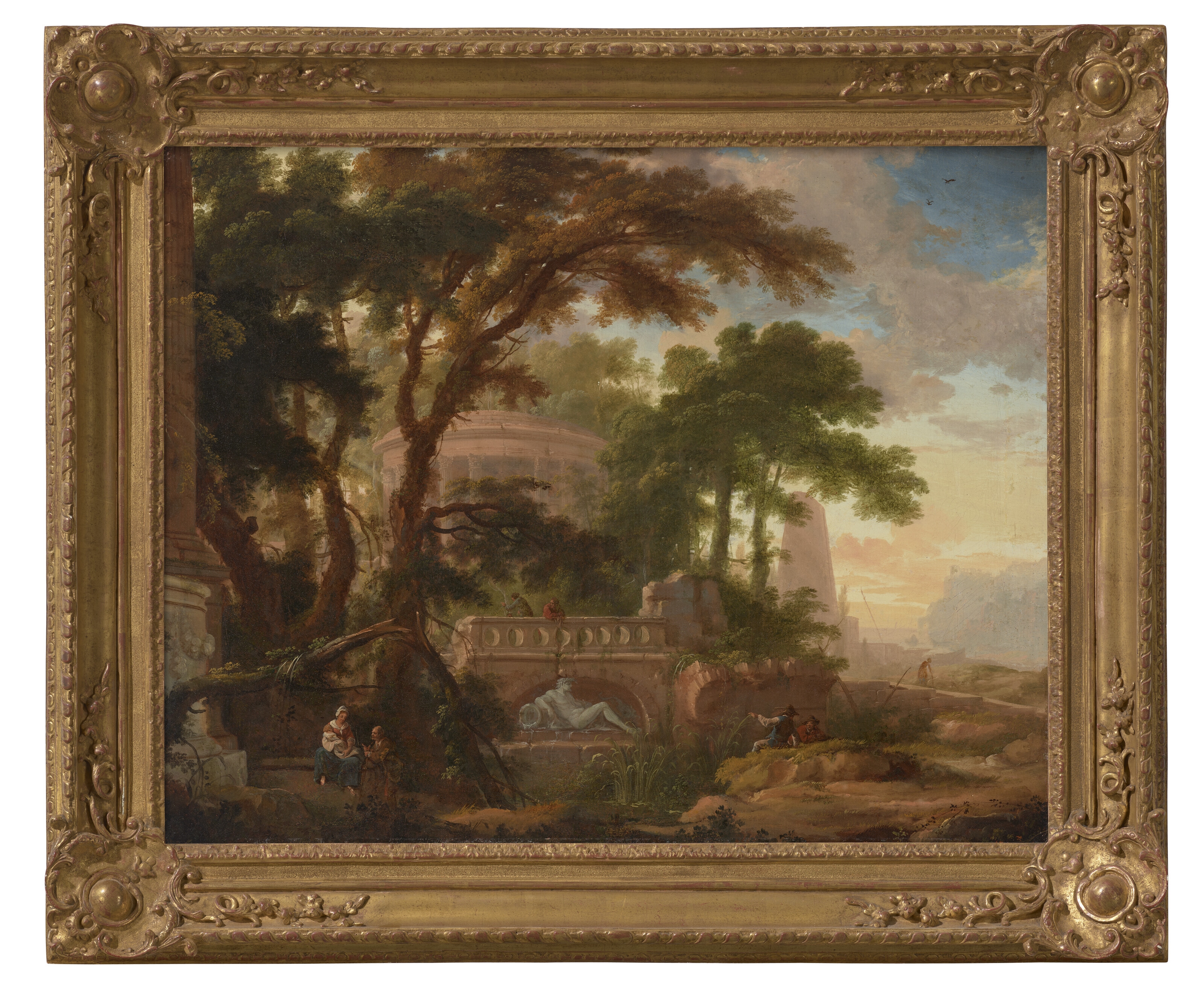 Artwork by Pierre Antoine Patel, A pair of architectural capriccios, the first known as 'L'Agréable rencontre', Made of oil on canvas