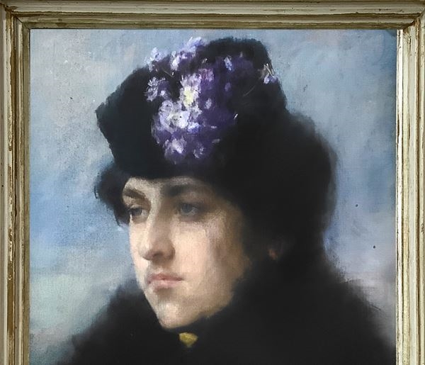 Alexandre Jacques Chantron | Portrait of a woman in a floral hat ...