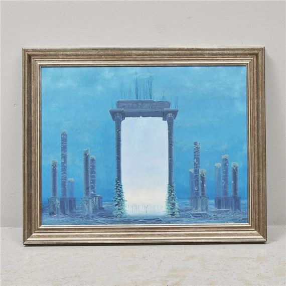 Portal. Signerad. Olja på pannå - Jerzy Kusmierczyk