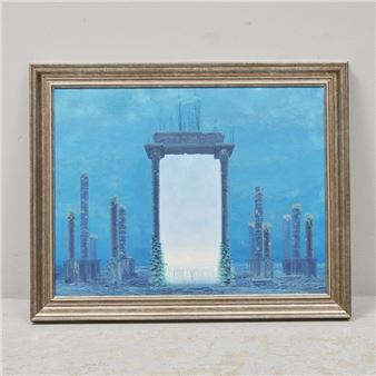 Portal. Signerad. Olja på pannå - Jerzy Kusmierczyk