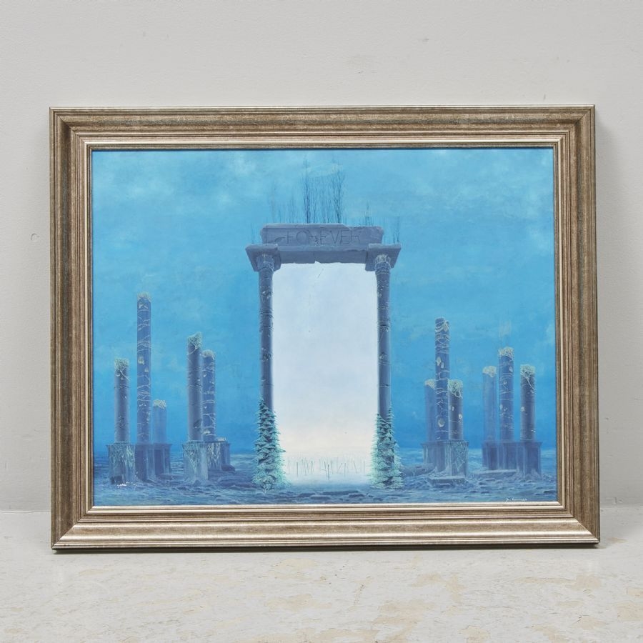 Artwork by Jerzy Kusmierczyk, Portal. Signerad. Olja på pannå, Made of Oil on panel