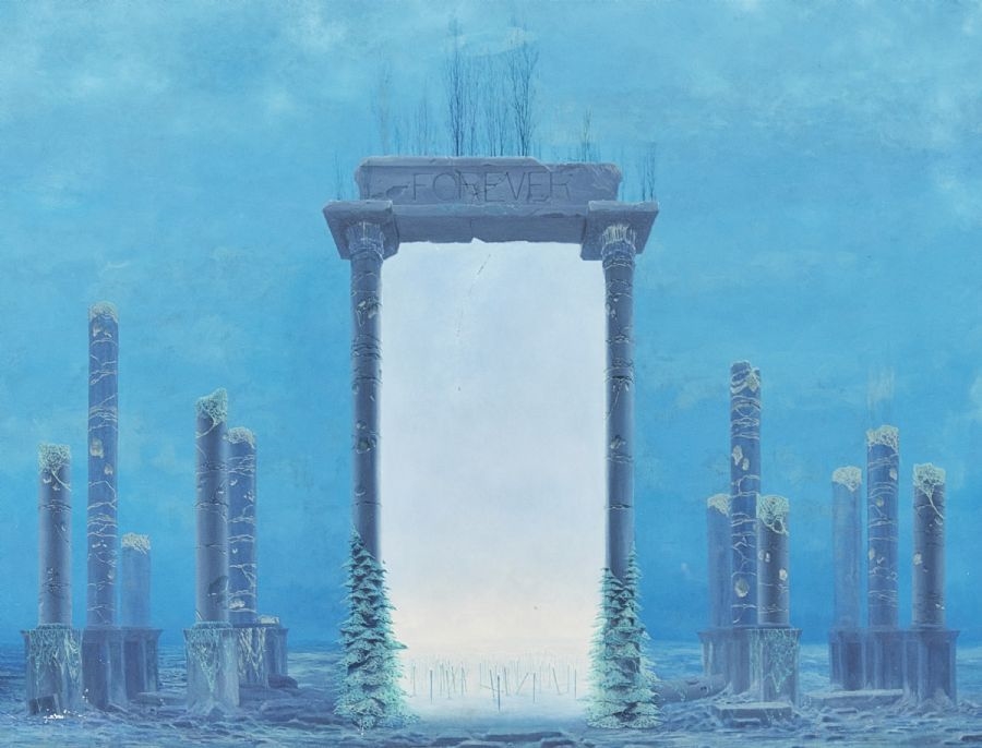 Artwork by Jerzy Kusmierczyk, Portal. Signerad. Olja på pannå, Made of Oil on panel