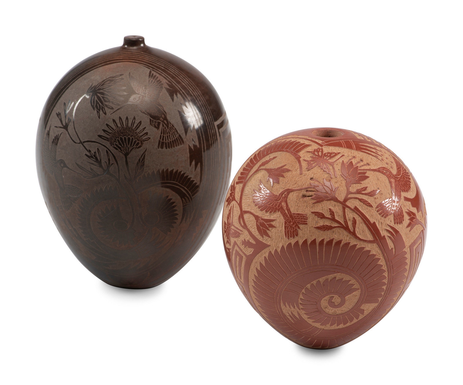 Grace Medicine Flower Sgraffito Pottery Seed Jars MutualArt