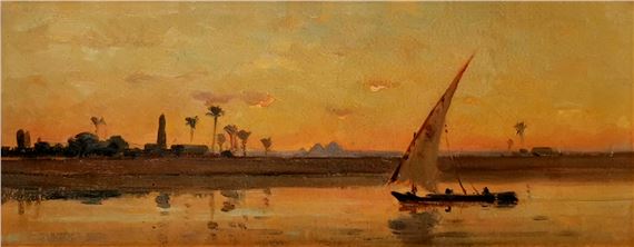 Felouque sur le Nil by Louis-Auguste Veillon