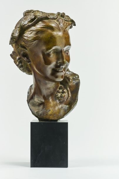 Jean-Baptiste Carpeaux | Bust of a woman in bronze with brown patina ...